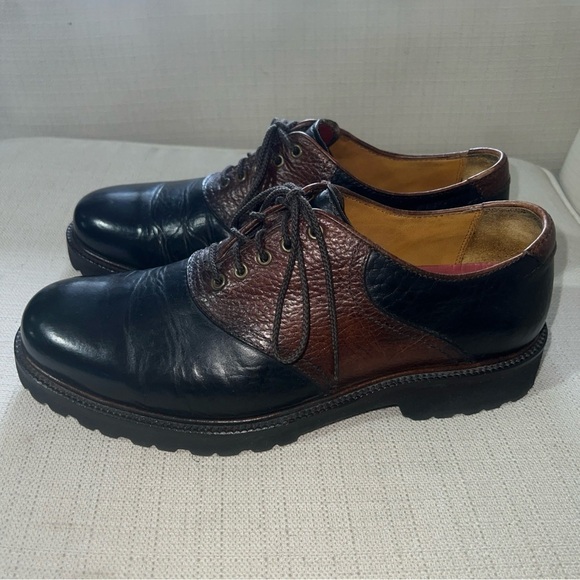 H.S. Trask Mens Leather Saddle Oxford Shoe Lace Up Two Tone 30-0121 Size 8.5M - Picture 5 of 11